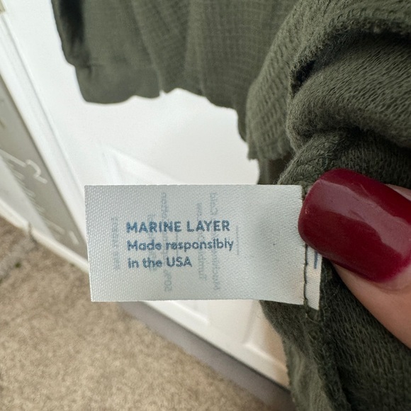 MARINE LAYER NWT Men’s Long Sleeve Box Waffle Knit Henley Forest Night Size M - Picture 9 of 10